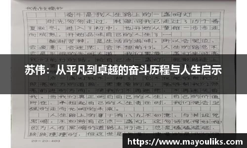 苏伟：从平凡到卓越的奋斗历程与人生启示